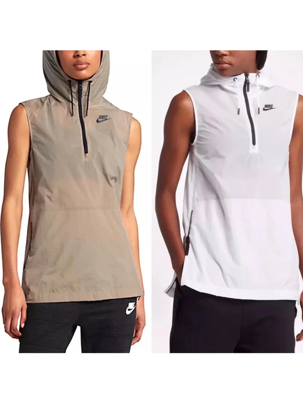 NWT Nike Tech Hypermesh Sleeveless Hooded Vest Khaki Tan Medium 833464-235